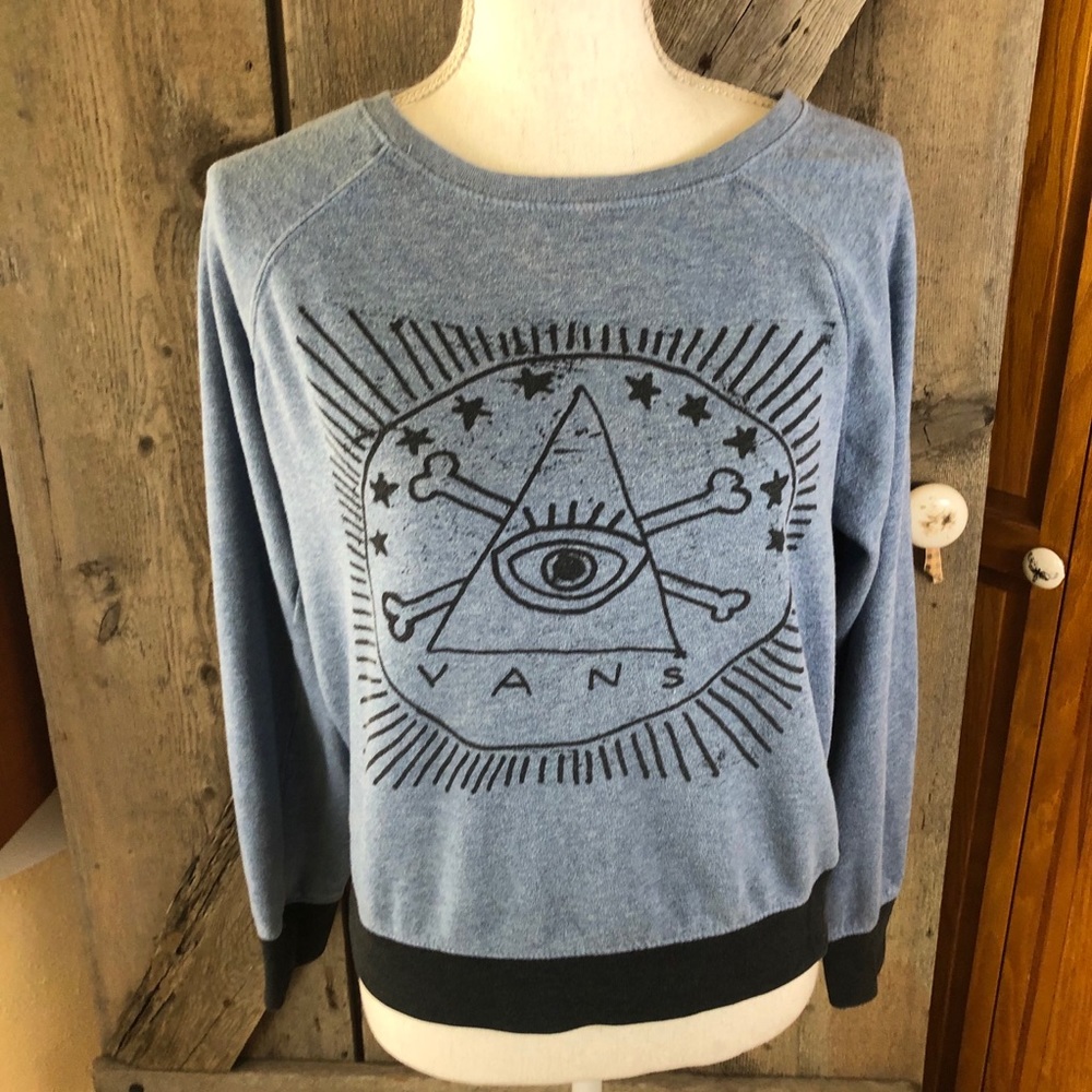 Vans Pyramid Eye Bone Sweatshirt Blue Size Med